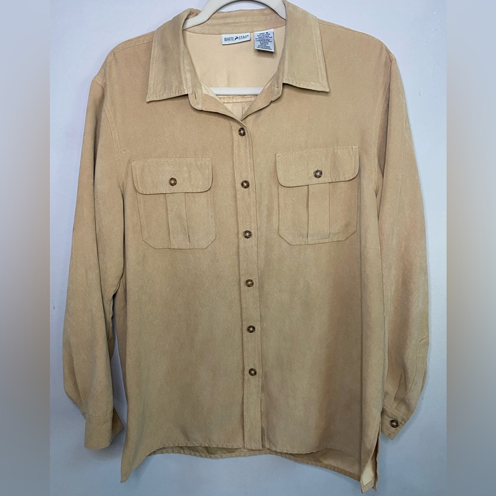 Vintage White Stag button up blazer beige size medium Polyester